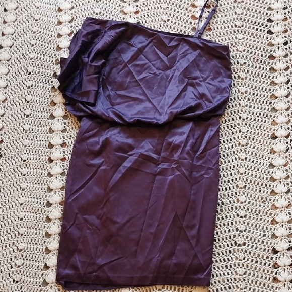 Jessica Simpson Purple Asymmetrical Ruched Cocktail Dress - Picture 2 of 7